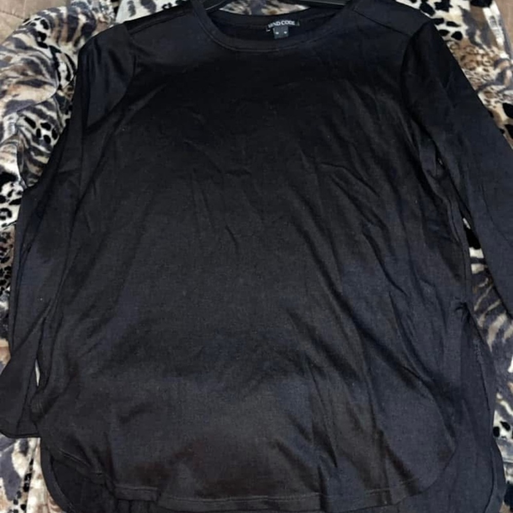Mind Code Elegant Black Long Sleeve Top